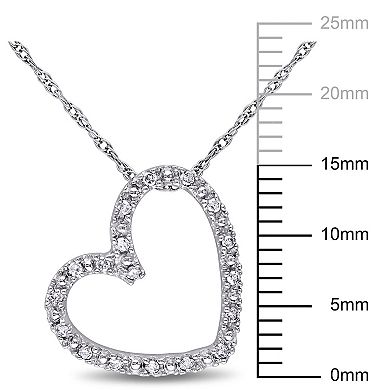 Stella Grace 10k White Gold 1/10 Carat T.W Diamond Heart Pendant Necklace