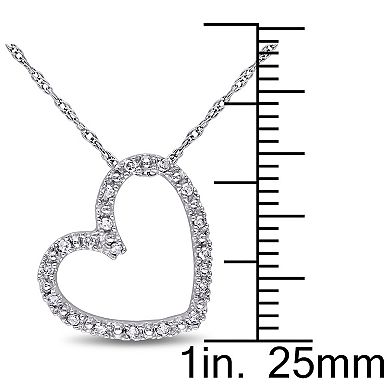 Stella Grace 10k White Gold 1/10 Carat T.W Diamond Heart Pendant Necklace