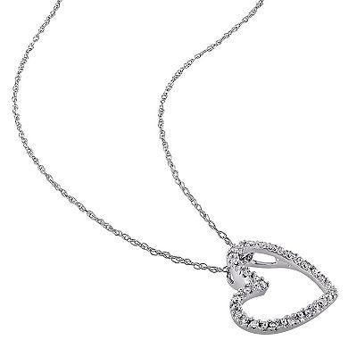 Stella Grace 10k White Gold 1/10 Carat T.W Diamond Heart Pendant Necklace