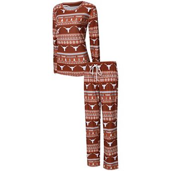 Women's Concepts Sport Texas Orange Texas Longhorns Holiday Long Sleeve T-Shirt & Pants Sleep Set