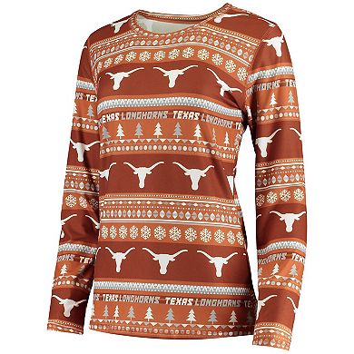 Women's Concepts Sport Texas Orange Texas Longhorns Holiday Long Sleeve T-Shirt & Pants Sleep Set