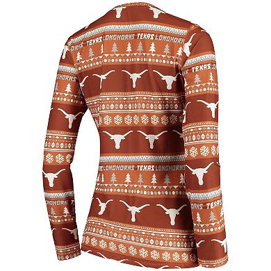 Women's Concepts Sport Texas Orange Texas Longhorns Holiday Long Sleeve T-Shirt & Pants Sleep Set