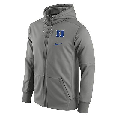 Men's Nike Heathered Gray Duke Blue Devils Logo Stack Performance Full-Zip Hoodie