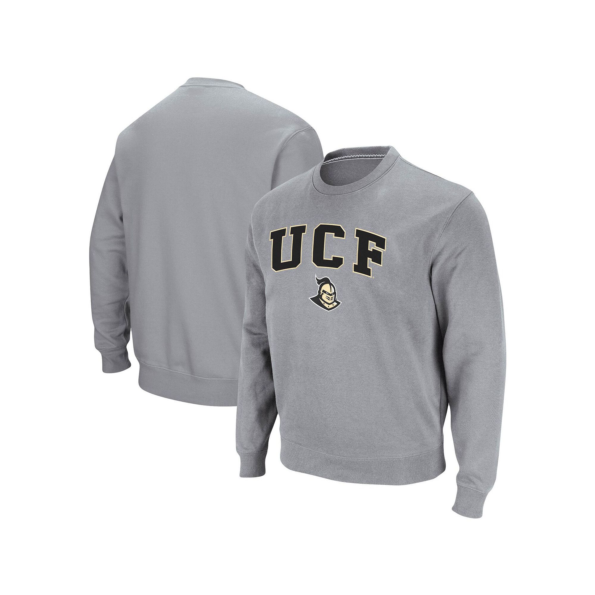 Mens Colosseum Heathered Gray UCF Knights Arch & Logo Tackle Twill Pullove