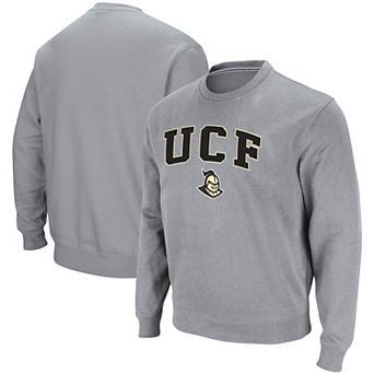 Men's Colosseum Heathered Gray UCF Knights Arch & Logo Tackle Twill Pullover Sweatshirt