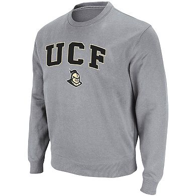 Men's Colosseum Heathered Gray UCF Knights Arch & Logo Tackle Twill Pullover Sweatshirt