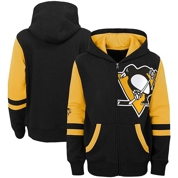 Youth Black Pittsburgh Penguins Faceoff Colorblocked Fleece Full