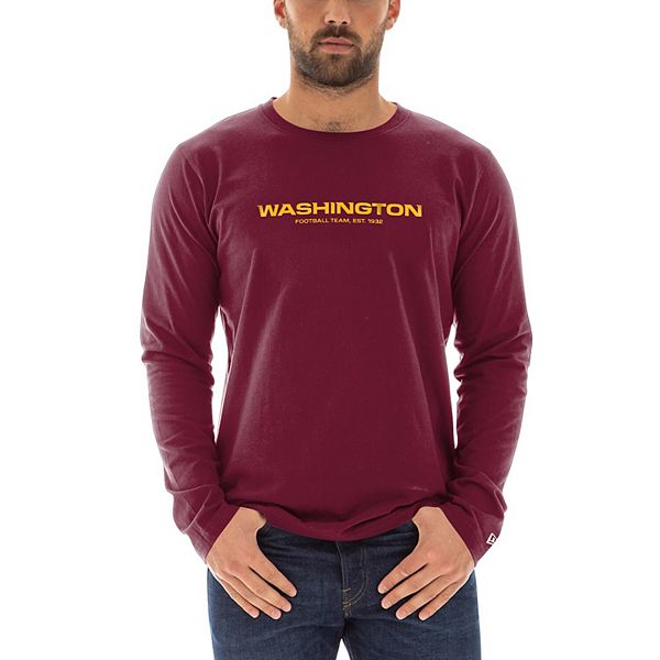 Men's New Era Burgundy Washington Football Team Wordmark Long Sleeve T-Shirt