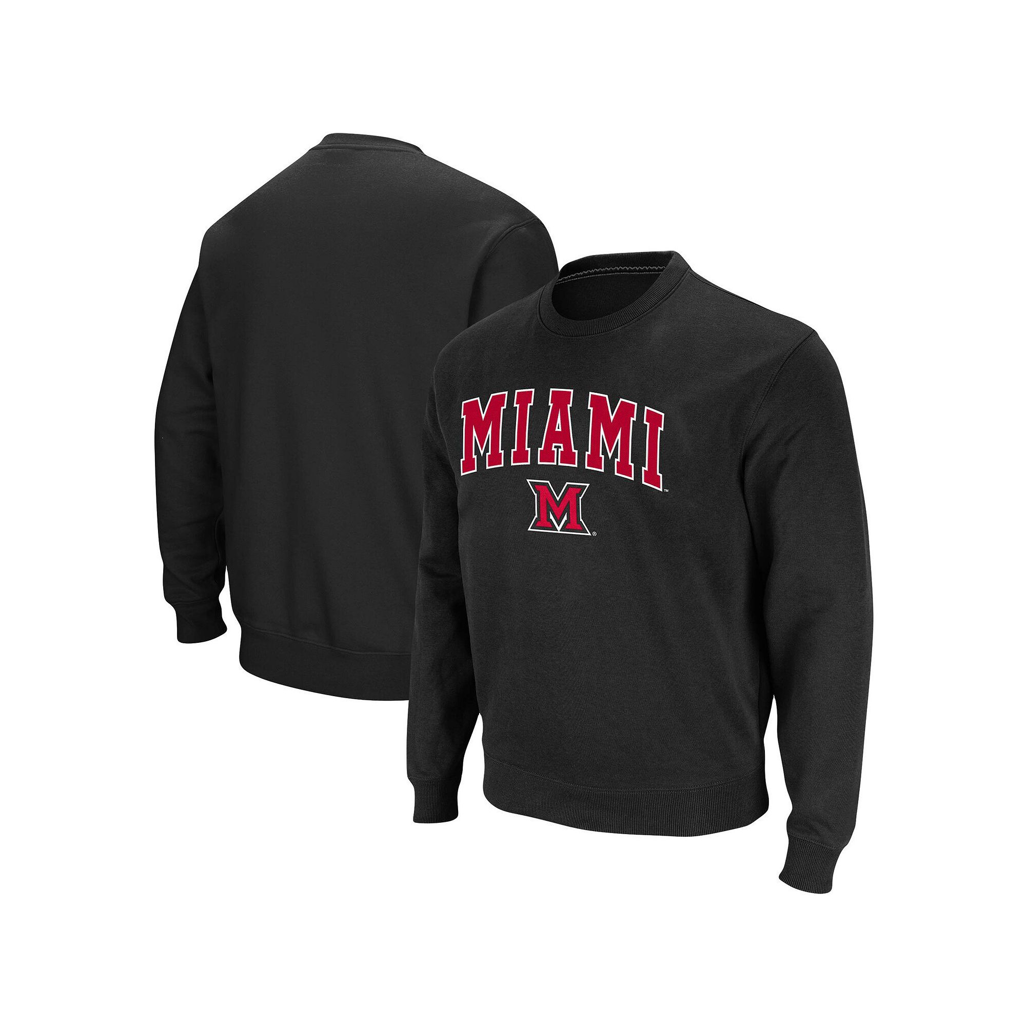 Mens Colosseum Black Miami University RedHawks Arch & Logo Tackle Twill Pu