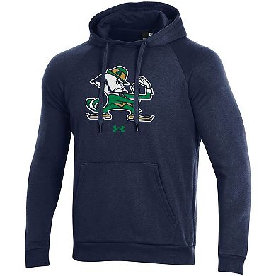 Men's Under Armour Navy Notre Dame Fighting Irish Mascot School Logo All Day Raglan Pullover Hoodie