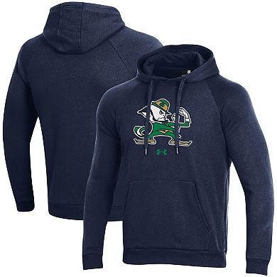 Men's Under Armour Navy Notre Dame Fighting Irish Mascot School Logo All Day Raglan Pullover Hoodie
