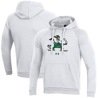 Men's Under Armour White Notre Dame Fighting Irish Mascot School Logo All Day Raglan Pullover Hoodie