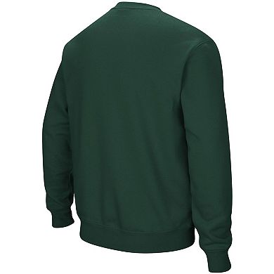 Men's Colosseum Green Ohio Bobcats Arch & Logo Tackle Twill Pullover Sweatshirt