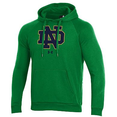 Men's Under Armour Green Notre Dame Fighting Irish Primary School Logo All Day Raglan Pullover Hoodie