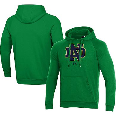 Men's Under Armour Green Notre Dame Fighting Irish Primary School Logo All Day Raglan Pullover Hoodie