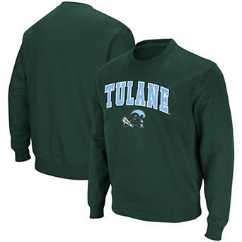 Men's Colosseum Green Tulane Green Wave Arch & Logo Tackle Twill Pullover Sweatshirt