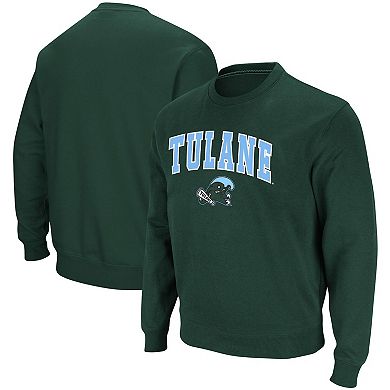 Men's Colosseum Green Tulane Green Wave Arch & Logo Tackle Twill Pullover Sweatshirt