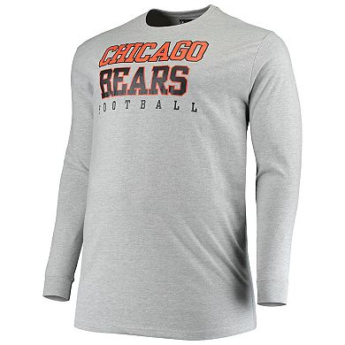 Men's Fanatics Branded Heathered Gray Chicago Bears Big & Tall Practice Long Sleeve T-Shirt