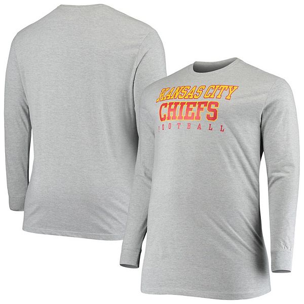 Men's Fanatics Branded Heathered Gray Kansas City Chiefs Big & Tall  Practice Long Sleeve T-Shirt