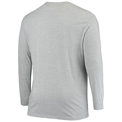 Men's Fanatics Branded Heathered Gray New York Giants Big & Tall Practice Long Sleeve T-Shirt