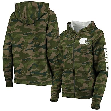 Women's New Era Camo Cleveland Browns Raglan Full-Zip Hoodie