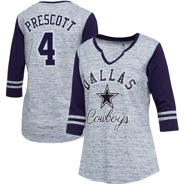 Women's Dak Prescott White/Navy Dallas Cowboys Plus Size Name