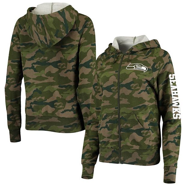 Women's New Era Camo Seattle Seahawks Raglan Full-Zip Hoodie