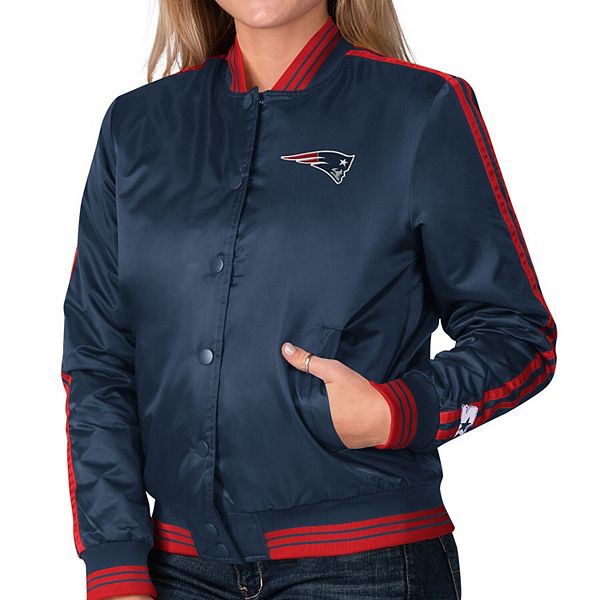 Women's Starter White/Navy New England Patriots Highlight Scoop