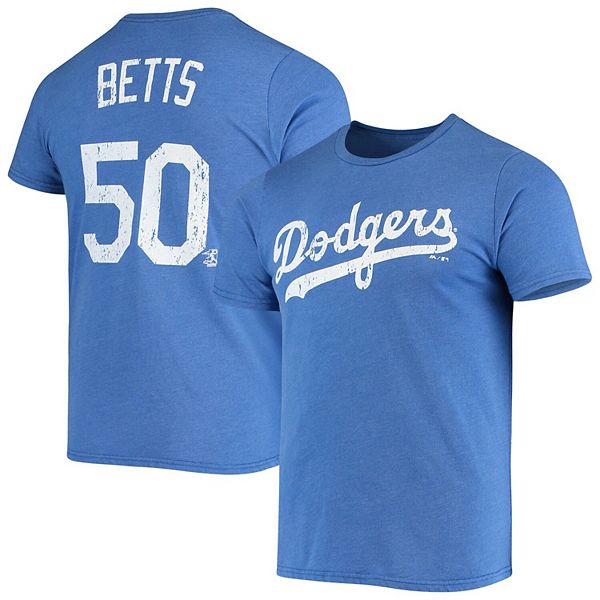 Men's Majestic Threads Mookie Betts Royal Los Angeles Dodgers Name & Number  Tri-Blend T-Shirt