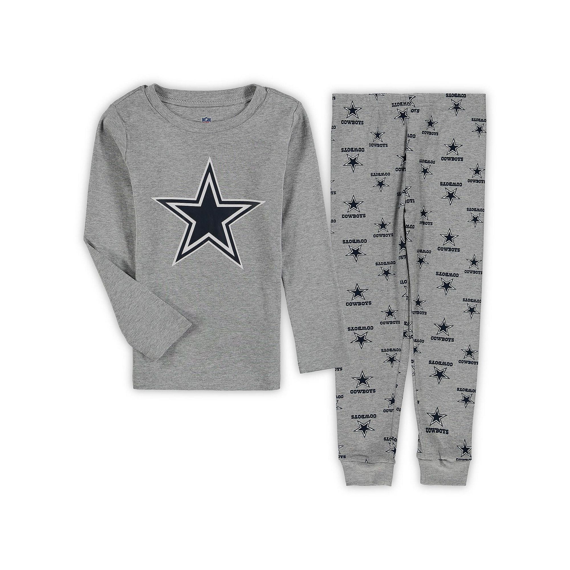 Preschool Heathered Gray Dallas Cowboys Long Sleeve T-Shirt & Pants Sleep S