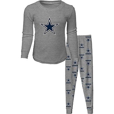 Preschool Heathered Gray Dallas Cowboys Long Sleeve T-Shirt & Pants Sleep Set