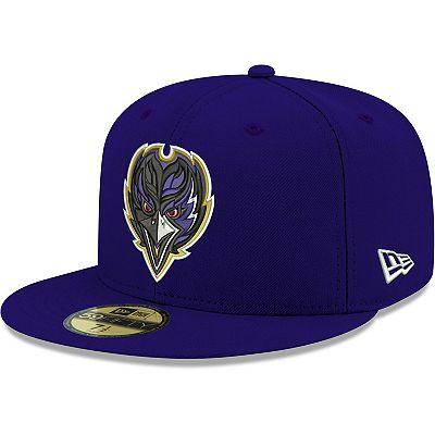 Men s New Era Purple Baltimore Ravens Omaha Alternate Logo 59FIFTY Fitted Hat