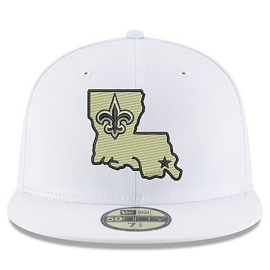 Men's New Era White New Orleans Saints Omaha Alternate Logo 59FIFTY Fitted Hat