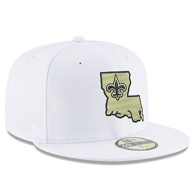 Men's New Era White New Orleans Saints Omaha Alternate Logo 59FIFTY Fitted Hat