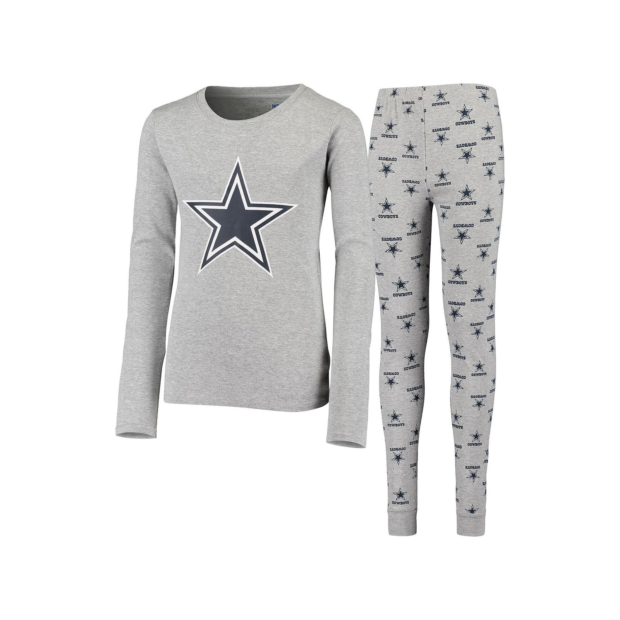 Youth Heathered Gray Dallas Cowboys Long Sleeve T-Shirt & Pants Sleep Set, 