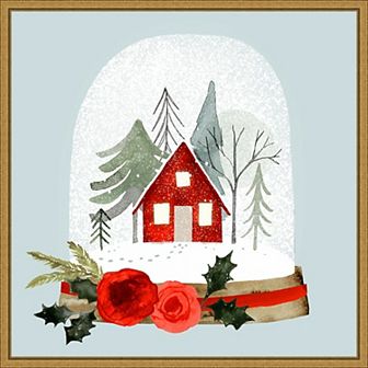 Amanti Art Snow Globe Village I Framed Canvas Wall Art