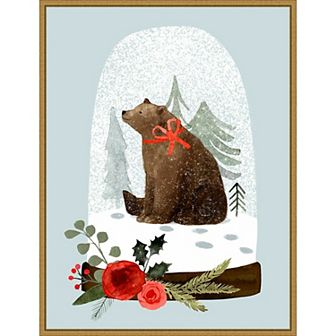 Amanti Art Snow Globe Village IV Framed Canvas Wall Art