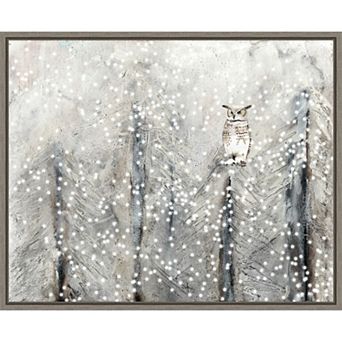 Amanti Art Snowy Habitat I Owl Framed Canvas Wall Art
