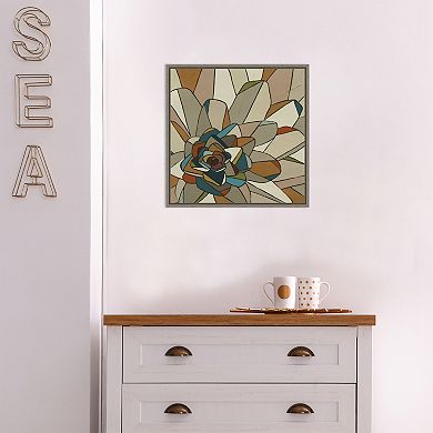Amanti Art Stained Glass Floral II Framed Canvas Wall Art