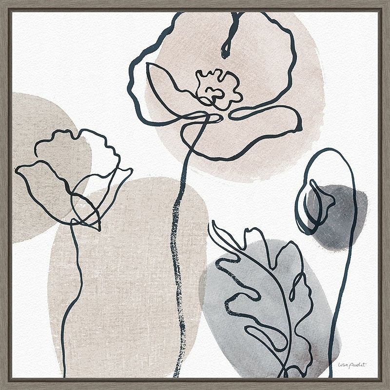 Amanti Art Think Neutral 2A Floral Framed Canvas Wall Art, Grey, 16X16