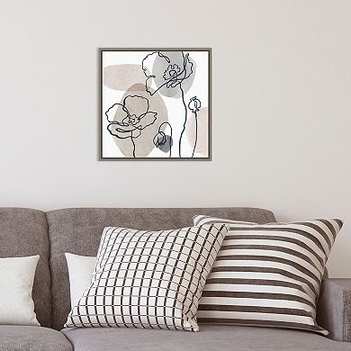 Amanti Art Think Neutral 3A Floral Framed Canvas Wall Art