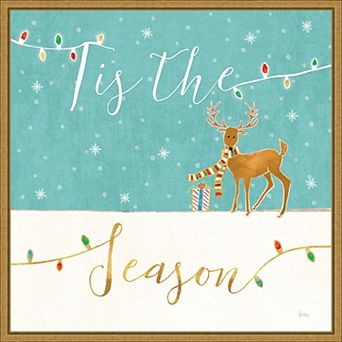 Amanti Art Tis the Season Christmas Reindeer Framed Canvas Wall Art