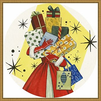 Amanti Art Vintage Christmas Gifts Framed Canvas Wall Art