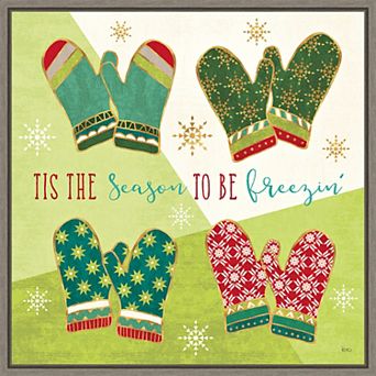 Amanti Art Winter Wishes IV Mittens Framed Canvas Wall Art