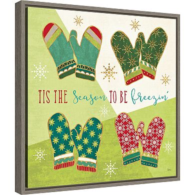 Amanti Art Winter Wishes IV Mittens Framed Canvas Wall Art
