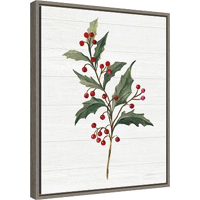 Amanti Art Christmas Moments IV Holly Framed Canvas Wall Art