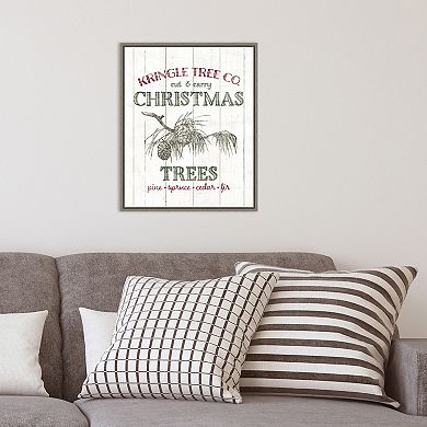 Amanti Art Christmas Tree Farm Sign Framed Canvas Wall Art