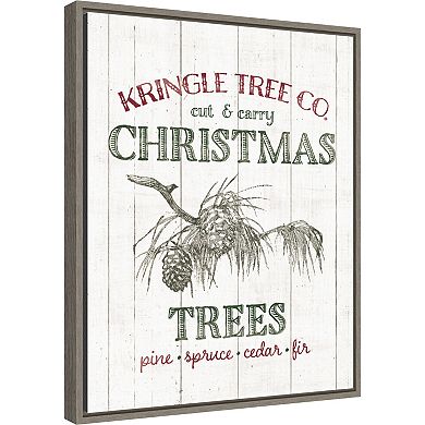 Amanti Art Christmas Tree Farm Sign Framed Canvas Wall Art