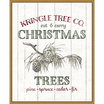 Amanti Art Christmas Tree Farm Sign Framed Canvas Wall Art