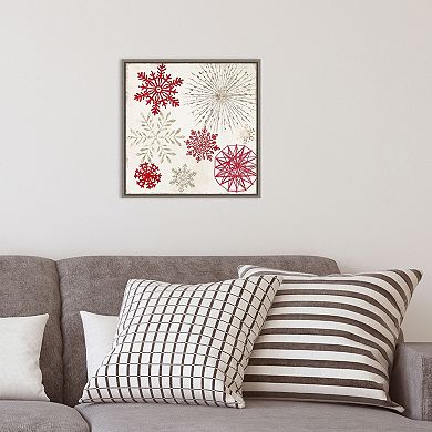 Amanti Art Merry Christmas Sparkles Snowflakes Framed Canvas Wall Art